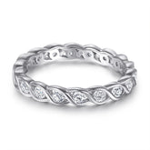 Interwoven Waves with Round Zircon Silver Ring for Women